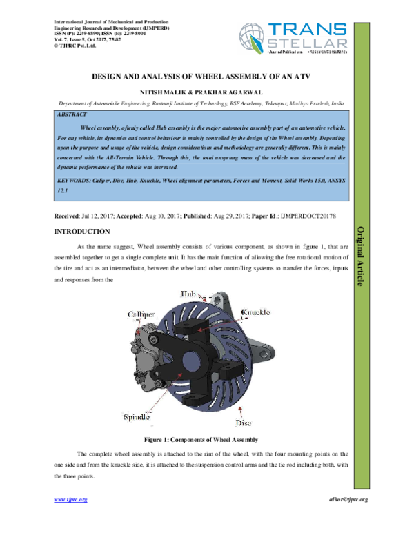 (PDF) DESIGN AND ANALYSIS OF WHEEL ASSEMBLY OF AN ATV TJPRC