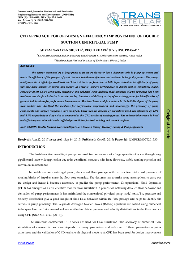 (PDF) CFD APPROACH FOR OFF-DESIGN EFFICIENCY IMPROVEMENT OF DOUBLE ...
