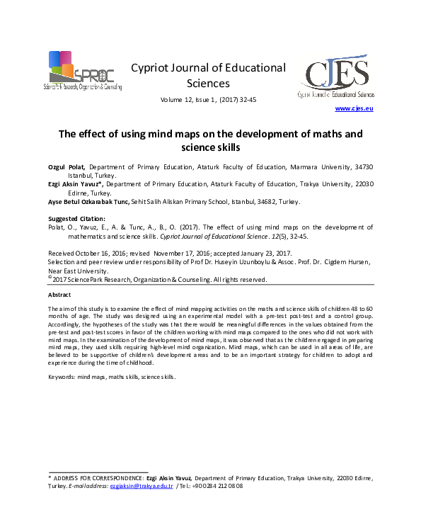 (PDF) The effect of using mind maps on the development of maths and ...