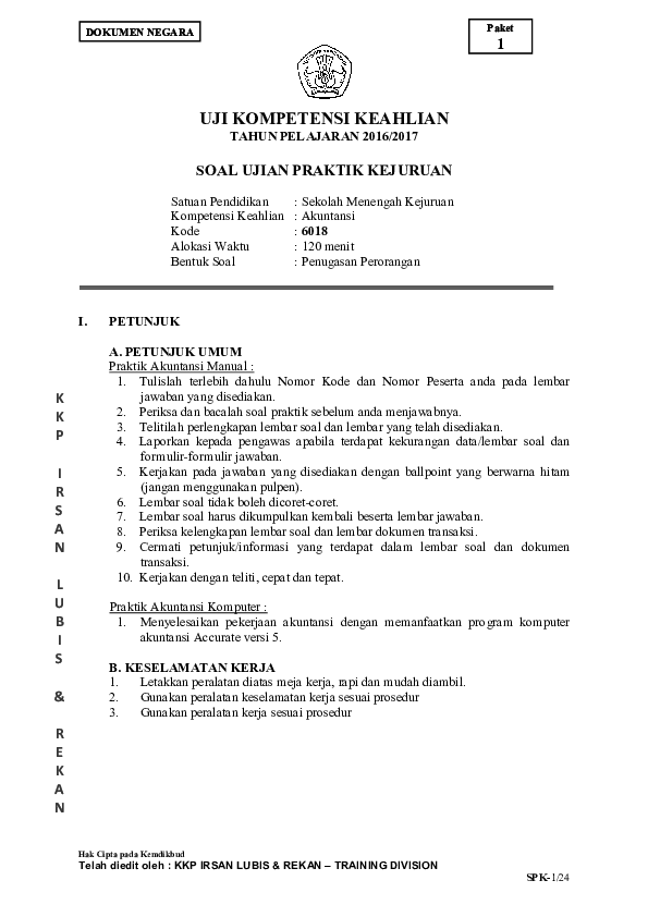 Soal Akuntansi Accurate Guru Paud