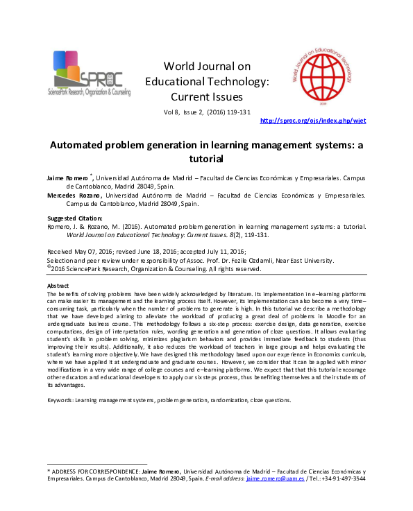 (PDF) Automated problem generation in learning management systems: a ...