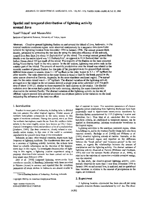 (PDF) Spatial and temporal distribution of lightning activity around Java