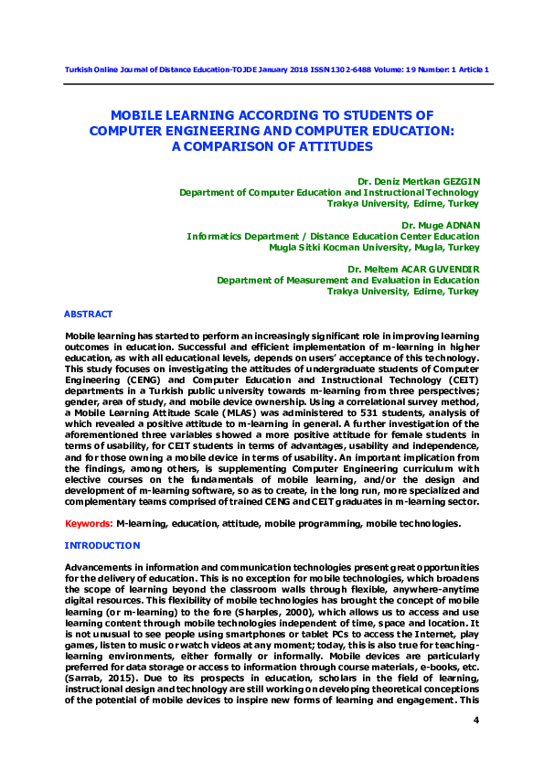 (PDF) MOBILE LEARNING ACCORDING TO STUDENTS OF COMPUTER ENGINEERING AND ...