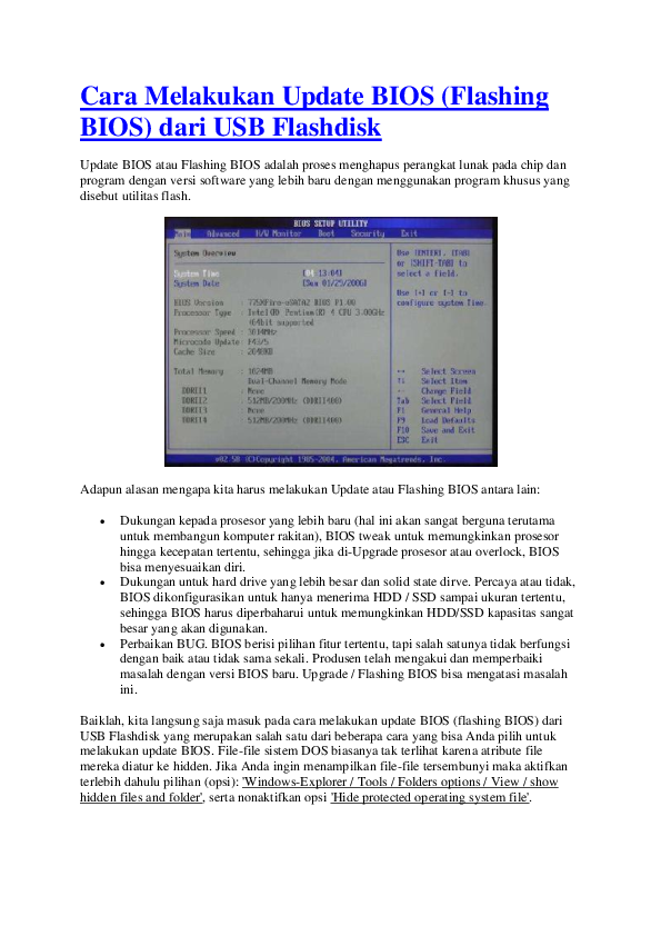 Cara Melakukan Update BIOS (Flashing BIOS) dari USB Flashdisk Juhe
