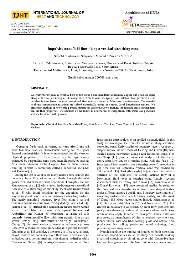 (PDF) Impulsive nanofluid flow along a vertical stretching cone