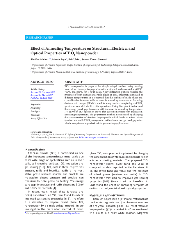(PDF) Effect of Annealing Temperature on Structural, Electrical and ...