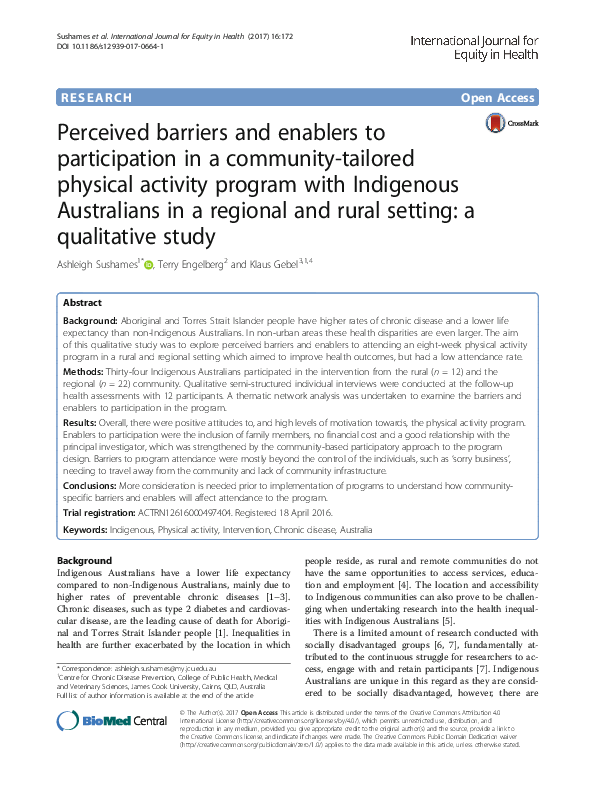 (PDF) Perceived barriers and enablers to participation in a community ...