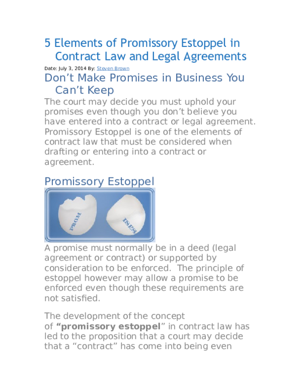 (DOC) 5 Elements of Promissory Estoppel in Contract Law and Legal