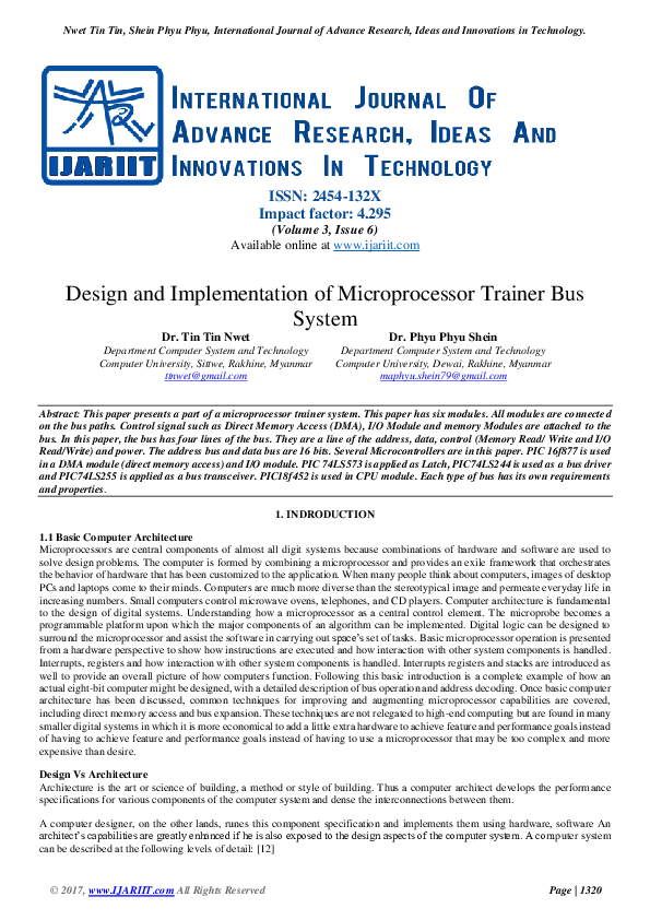 (PDF) Design and Implementation of Microprocessor Trainer Bus System