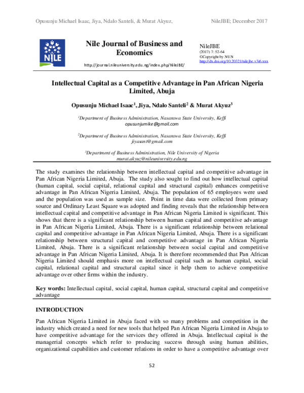 (DOC) Intellectual Capital as a Competitive Advantage in Pan African ...