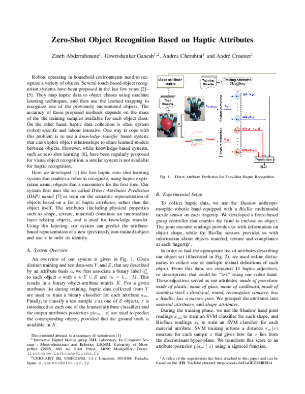 (PDF) Zero-Shot Object Recognition Based on Haptic Attributes