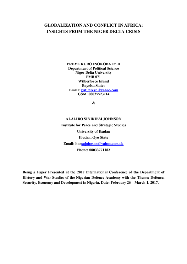 (DOC) GLOBALIZATION AND CONFLICT IN AFRICA: INSIGHTS FROM THE NIGER ...