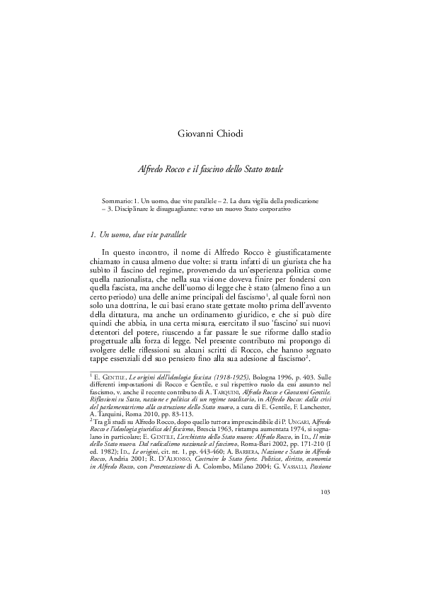 (PDF) ALFREDO ROCCO E IL FASCINO DELLO STATO TOTALE, in I. Birocchi, L ...