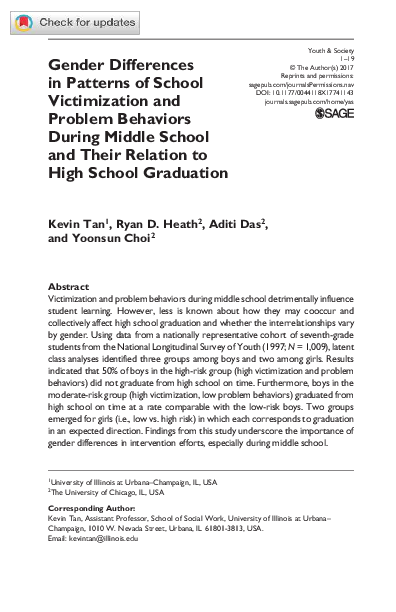 (PDF) Gender Differences in Patterns of School Victimization and ...