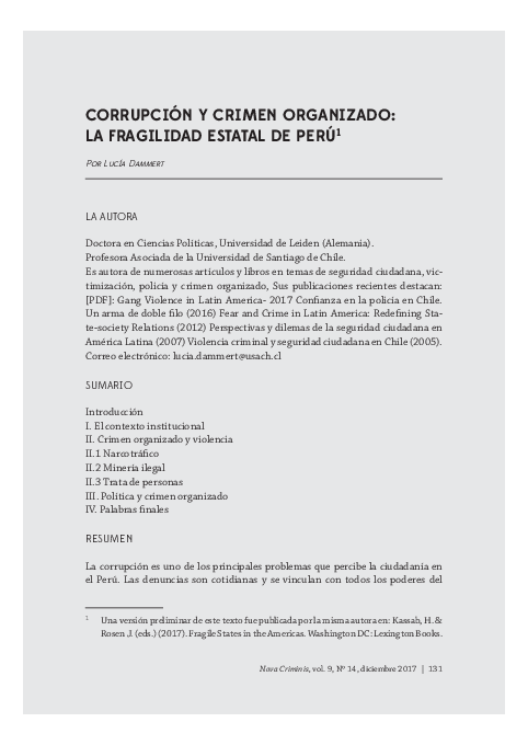 (PDF) Corrupción y crimen organizado: La fragilidad estatal de Perú.
