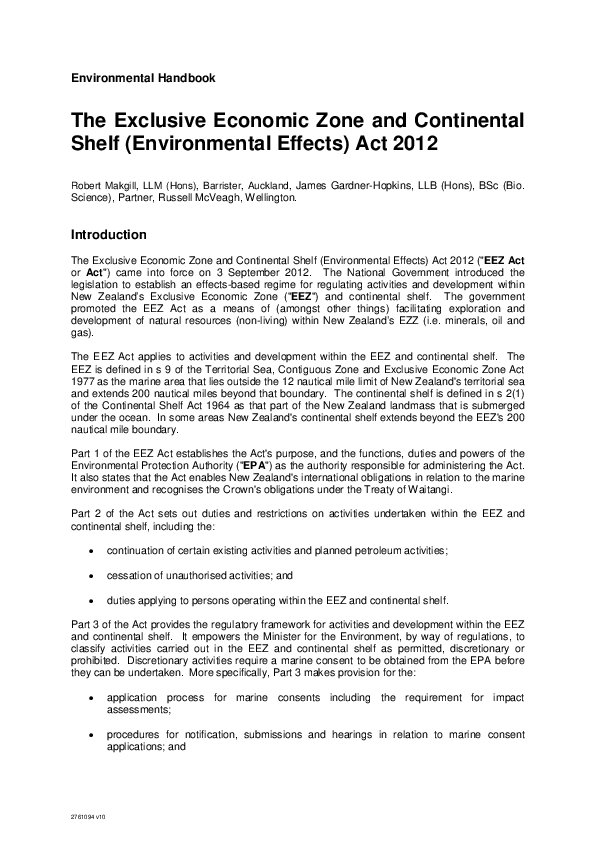 (PDF) The Exclusive Economic Zone and Continental Shelf (Environmental