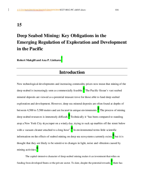 (PDF) Deep Seabed Mining: Key Obligations in the Emerging Regulation of ...
