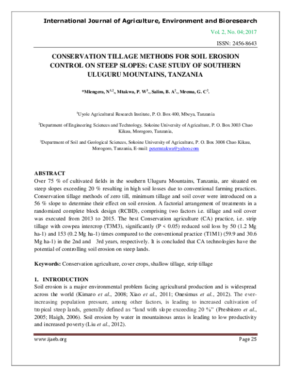 (PDF) CONSERVATION TILLAGE METHODS FOR SOIL EROSION CONTROL ON STEEP ...