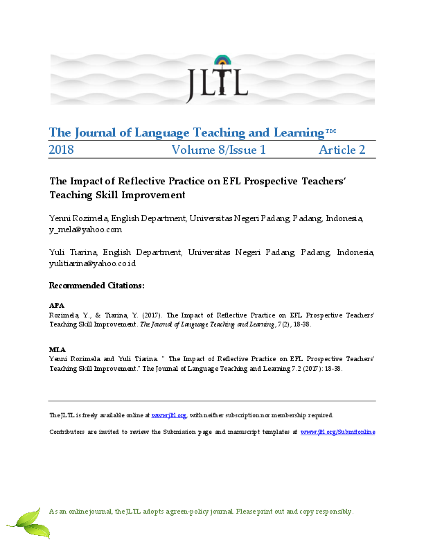(PDF) The Impact of Reflective Practice on EFL Prospective Teachers ...