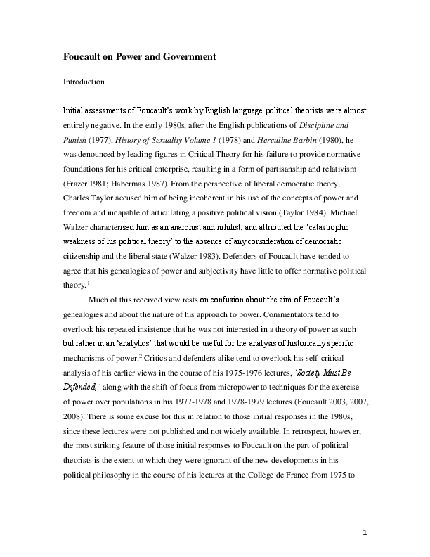 Foucault power/knowledge summary pdf picture