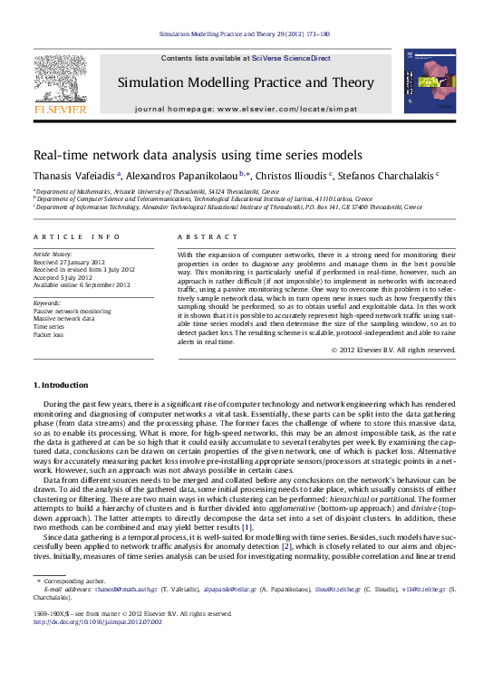 (PDF) Real-time network data analysis using time series models