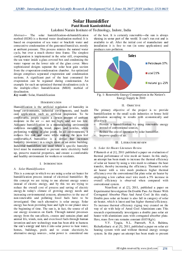 (PDF) Solar Humidifier IJSRD International Journal for Scientific