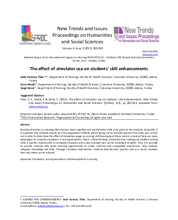 (PDF) The effect of simulator use on students' skill enhancements