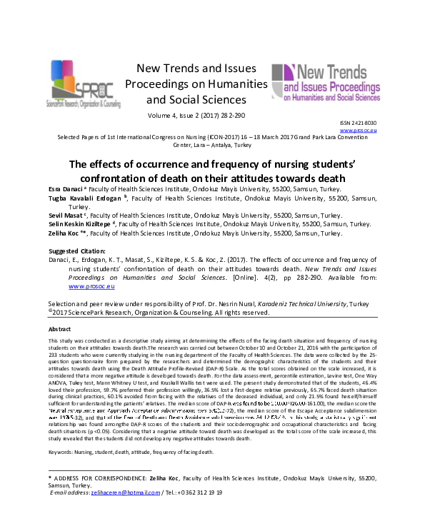 (PDF) The effects of occurrence and frequency of nursing students ...