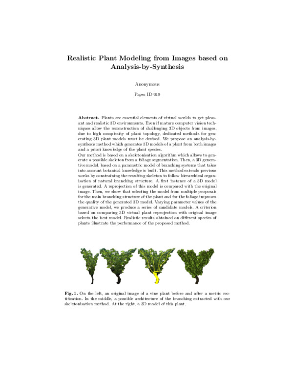 (PDF) Realistic Plant Modeling from Images based on Analysis-by-Synthesis