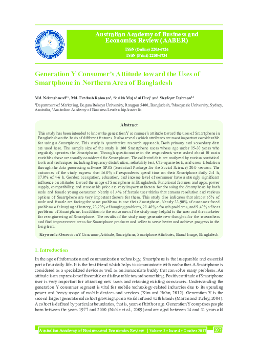 (PDF) Generation Y Consumer's Attitude toward the Uses of Smartphone in ...