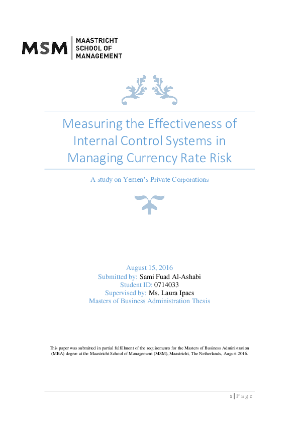 (PDF) Measuring the Effectiveness of Internal Control Systems in ...