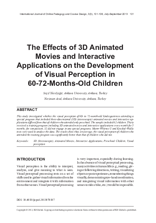 (PDF) The Effects of 3D Animated Movies and Interactive Applications on ...