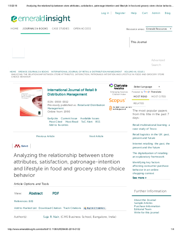 International Journal Of Retail & Distribution Management