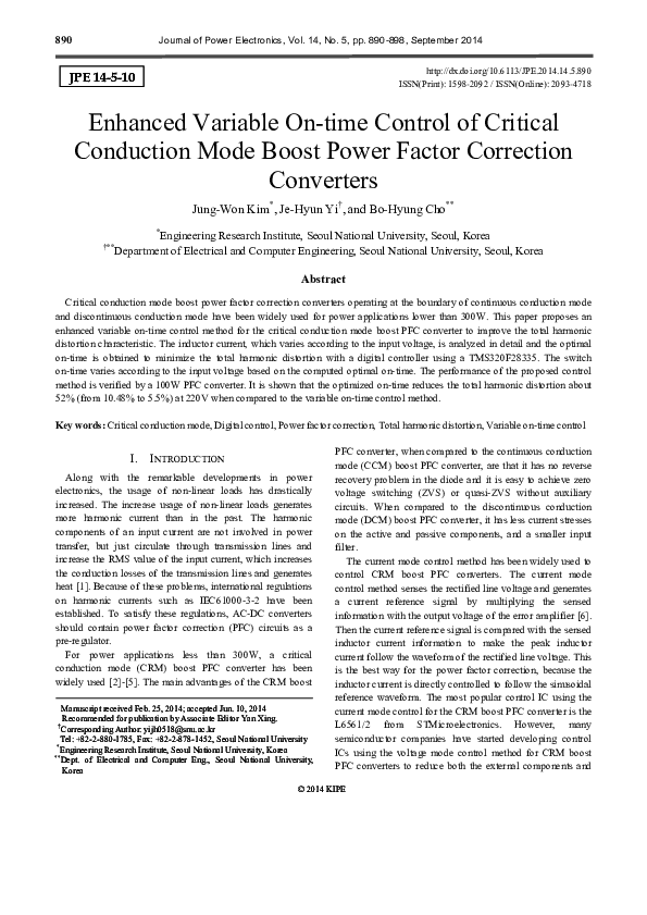 (PDF) Enhanced Variable Ontime Control of Critical Conduction Mode Boost Power Factor