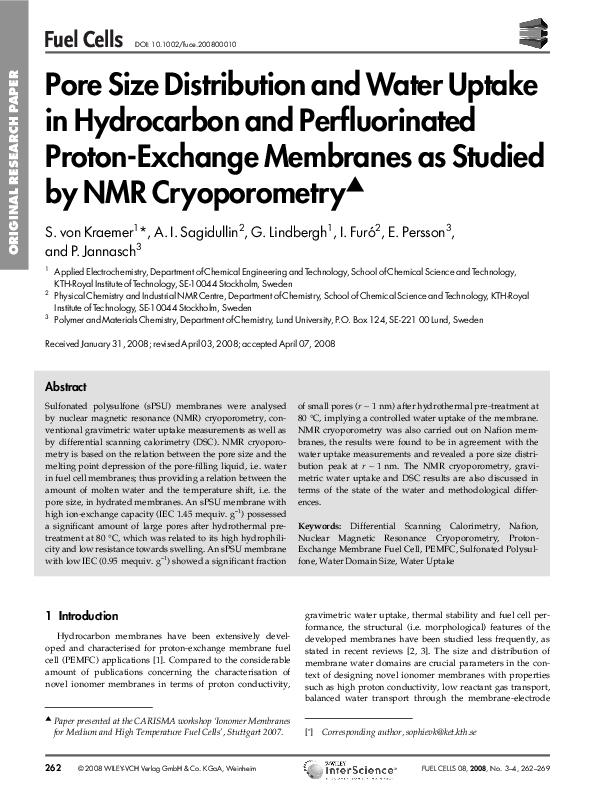  PDF Pore Size Distribution And Water Uptake In Hydrocarbon And 