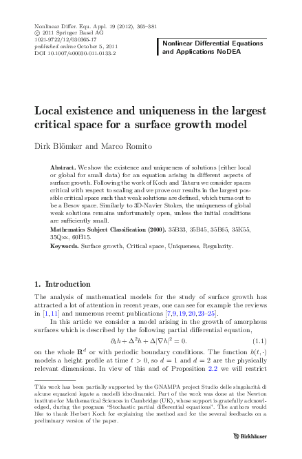 (PDF) Local existence and uniqueness in the largest critical space for ...