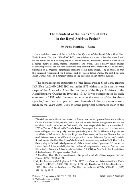 (PDF) The Standard of the maliktum of Ebla in the Royal Archives Period