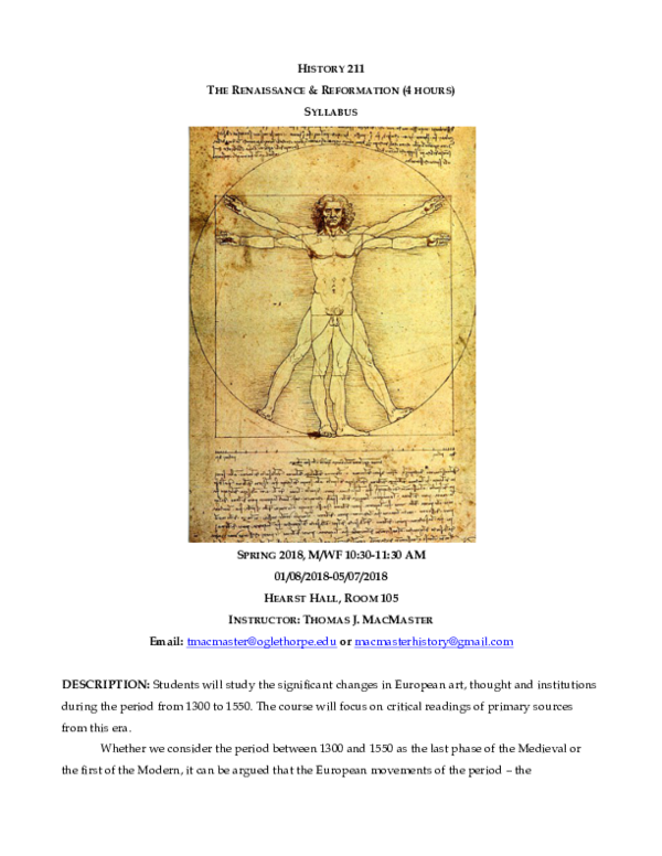 The European Renaissance And Reformation