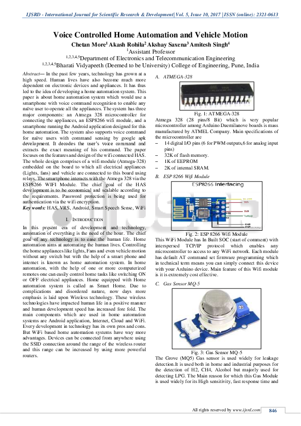 (PDF) Voice Controlled Home Automation and Vehicle Motion