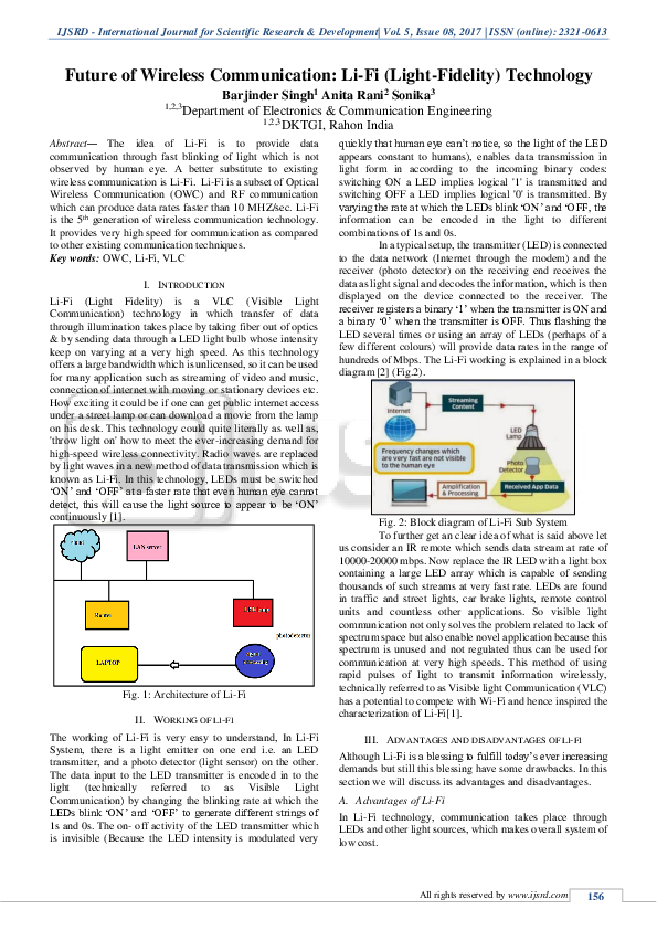 (PDF) Future of Wireless Communication: Li-Fi (Light-Fidelity) Technology