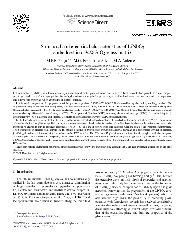 (PDF) Structural and electrical characteristics of LiNbO 3 embedded in ...
