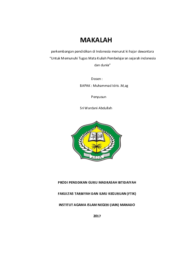 Pendidikan Menurut Ki Hajar Dewantara Pdf Terkait Pendidikan