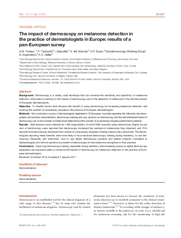 (PDF) The impact of dermoscopy on melanoma detection in the practice of ...