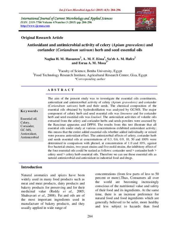 (PDF) Nutritional and medicinal aspects of coriander ( Coriandrum