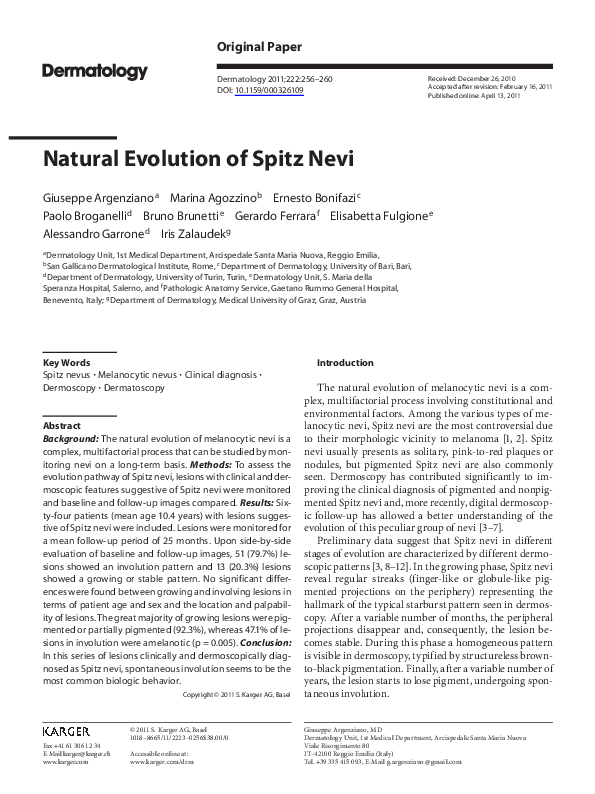 (PDF) Natural Evolution of Spitz Nevi