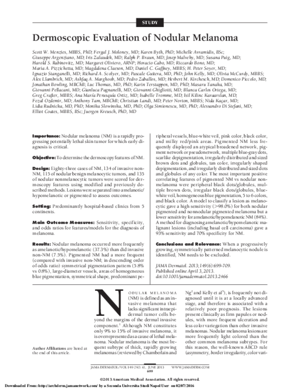 (PDF) Dermoscopic Evaluation of Nodular Melanoma