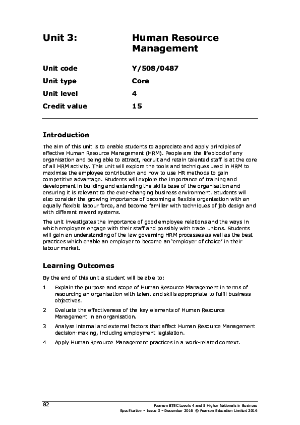 (PDF) Unit 3: Human Resource Management Unit code Y/508/0487 Unit type ...