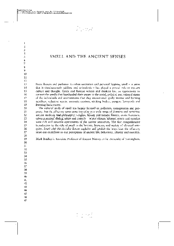 Pdf Smell And The Ancient Senses