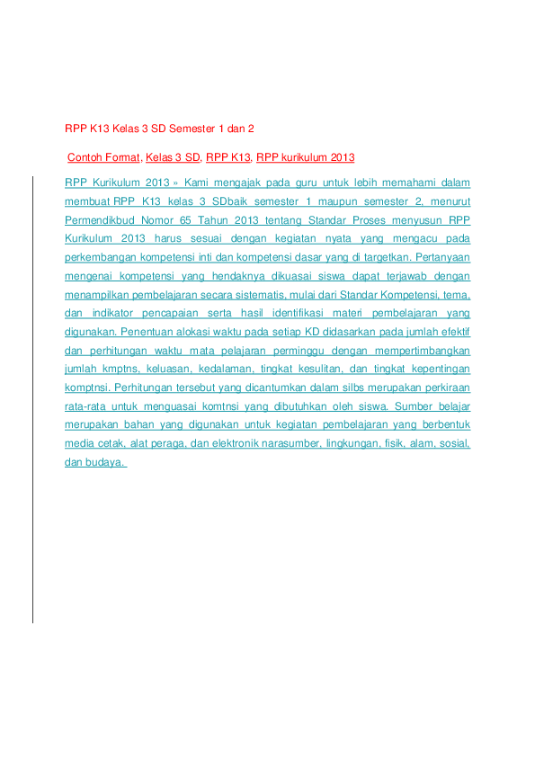 (DOC) RPP K13 Kelas 3 SD Semester 1 dan 2
