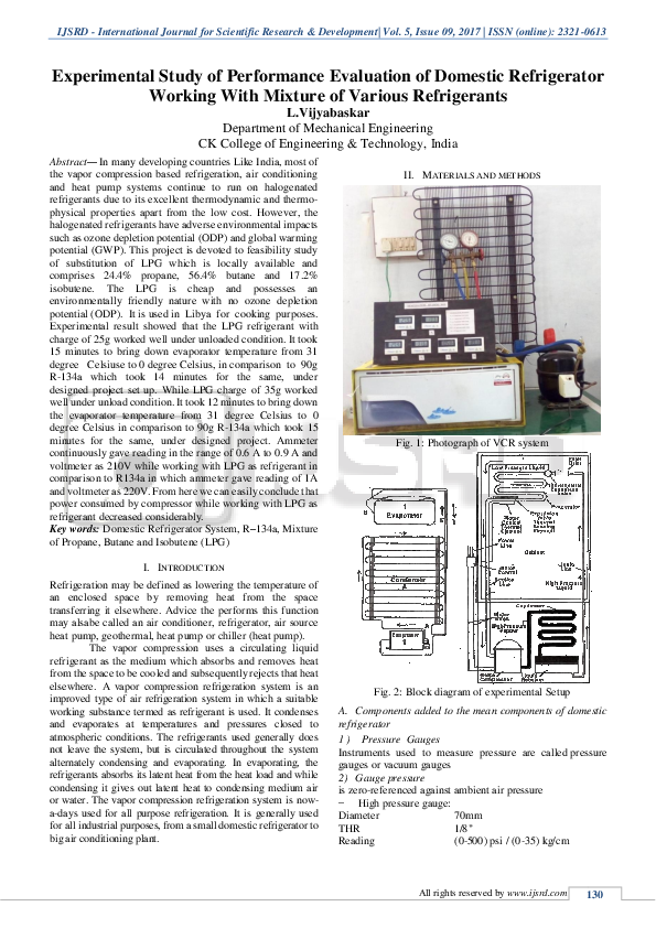 (PDF) Experimental Study of Performance Evaluation of Domestic